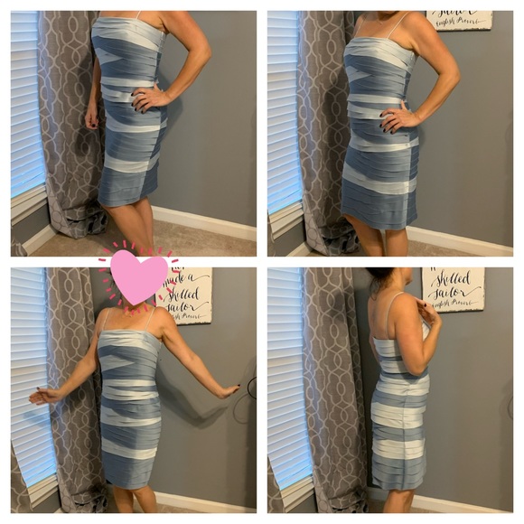 Blue layered bandage cocktail formal dress size 6 - Picture 4 of 8